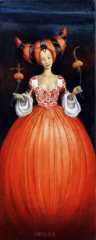 Dame en rouge 50 x 20
