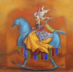Dame terrassant le dragon 80 x 80