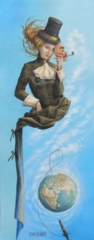 La Dame au bilboquet  50 cm x 20 cm