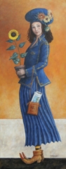 La Dame aux tournesols  50 cm x 20 cm