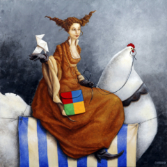 <em>La Dame à la poule blanche 80 x 80</em>