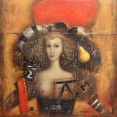 <em>La Ménine de MERSAD à la poire 60 x 60</em>