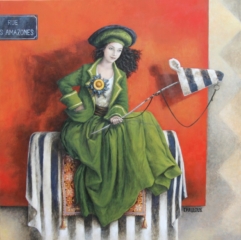 La cavalière de la rue des amazones   60 cm x 60 cm
