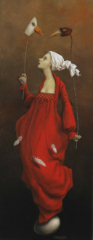 <em>La jeune fille aux oiseaux 50 x 20</em>