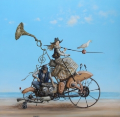 Le chant du crooner sur la plage, à marée basse  80 cm x 80 cm