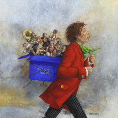 <em>Le colporteur de musique 40 x 40</em>