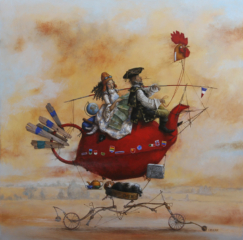 <em>Le tour du monde de Monsieur Madame en gallinacée 100 x 100 </em>