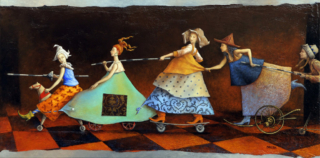 <em>Les filles à roulettes 100 x 50</em>