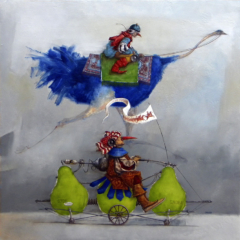 <em>Les grands coursiers 100 x 100 </em>