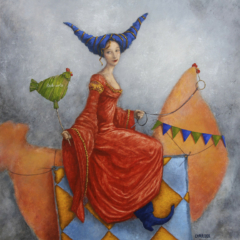 <em>Une poule verte qui volait dans l'air... ! 80 x 80</em>