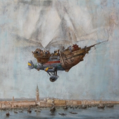 Venise en caravelle   100 cm x 100 cm